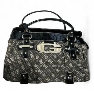Guess Black and Grey Shoulder Bag with Monogram Design
